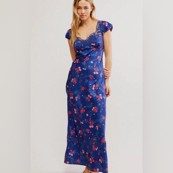 Free People Blue Floral Dress - Picture 1 of 8